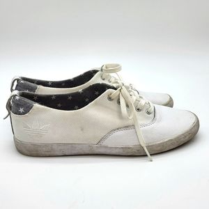 Adidas women's white with grey casual canvas and leather Summer sneaker